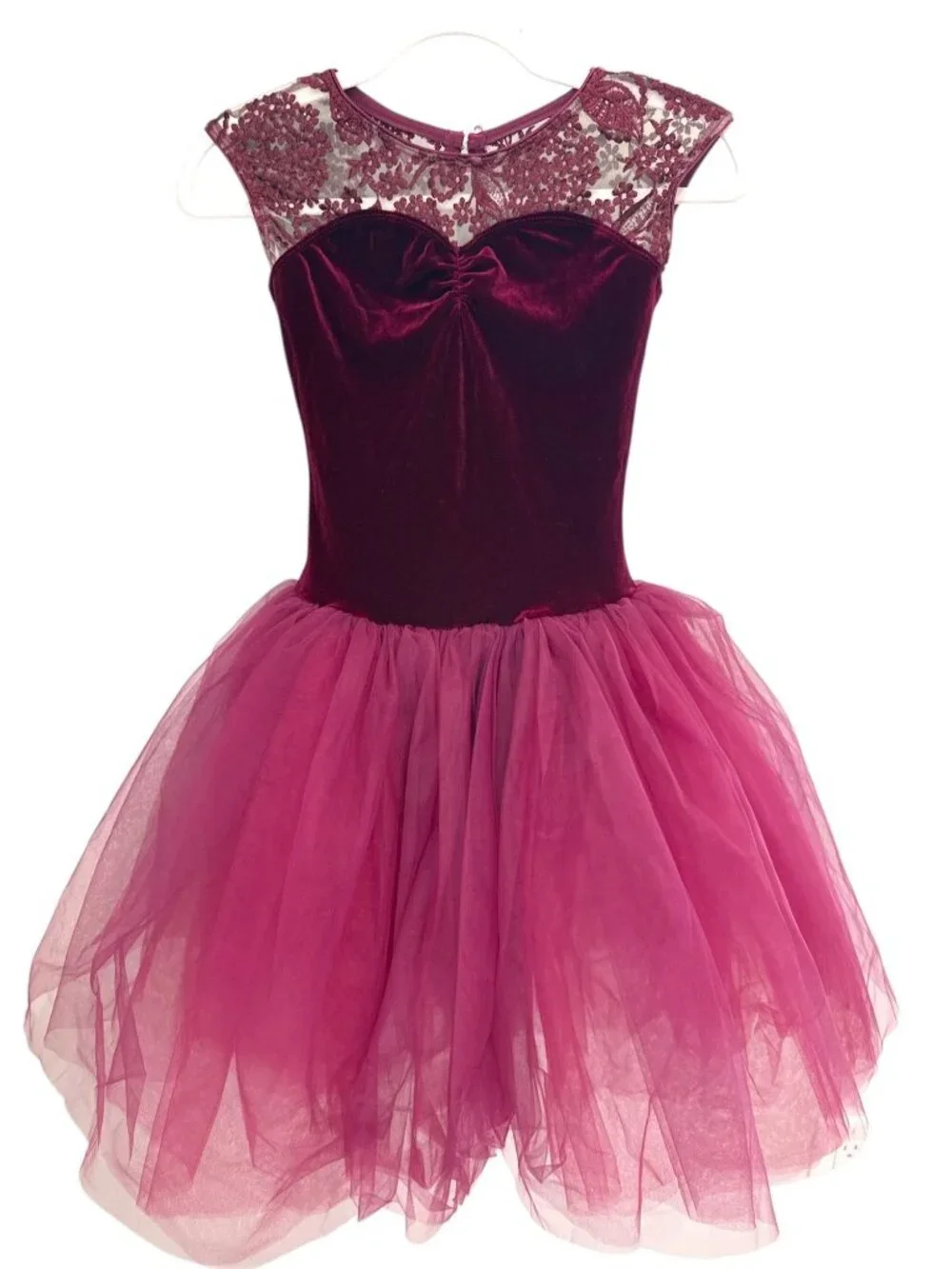 Revolution Dancewear Burgundy Velvet & Lace Lyrical Costume Dress SA